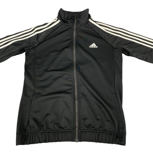 adidas Track Jacket Womens Medium Black Polyester Logo Long Sleeve Full Zipper - Picture 7 of 16